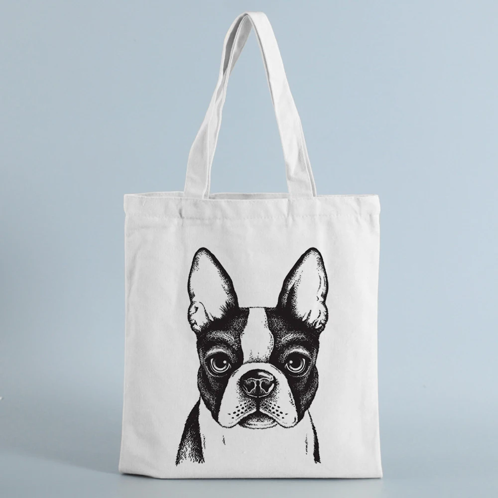 

Ladies travel Shoulder Bag dog Graphic Women Canvas shopping Bag Reusable Harajuku Canvas Tote Fashion Female Tote Shopper Bag