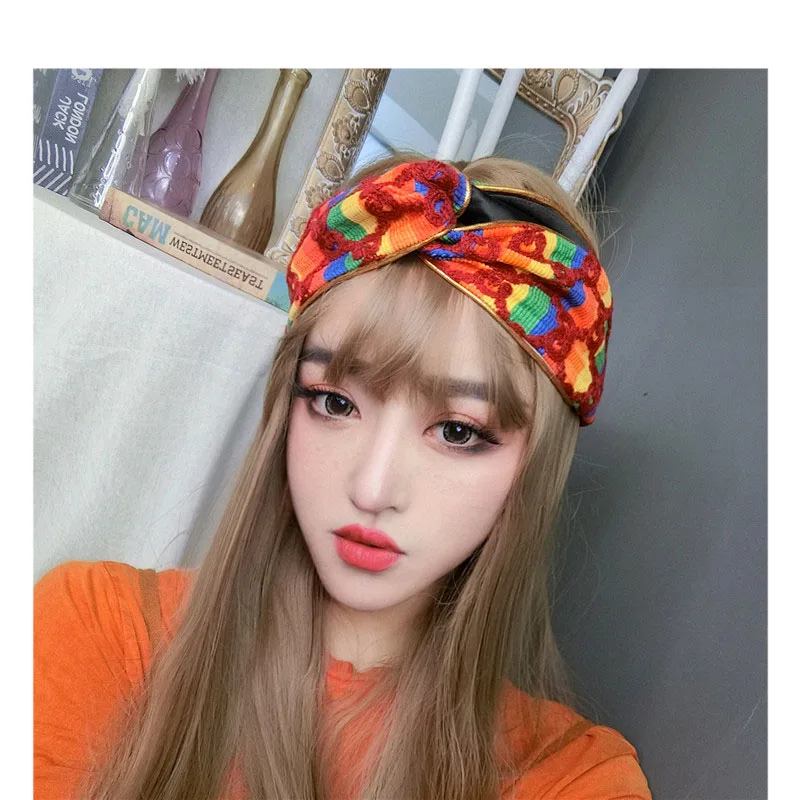

Women Retro Rainbow Headband Autumn Winter Girl Hair Accessories