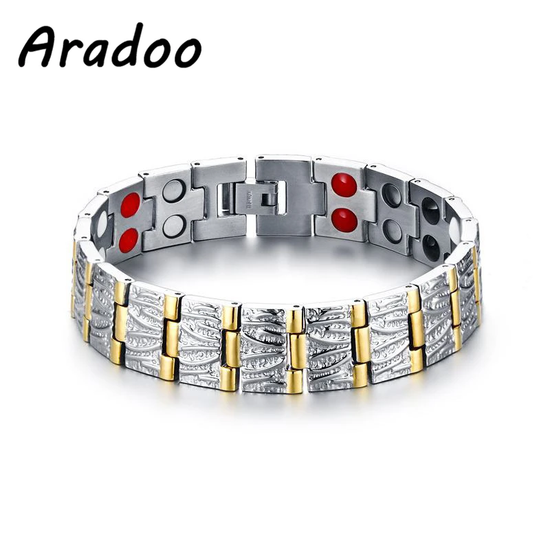 

ARADOO Magnetic Bracelet Stainless Steel Bracelet Men's Bracelet Metal Bracelet Clasp Bracelet Korea Holiday Gift For Bracelet