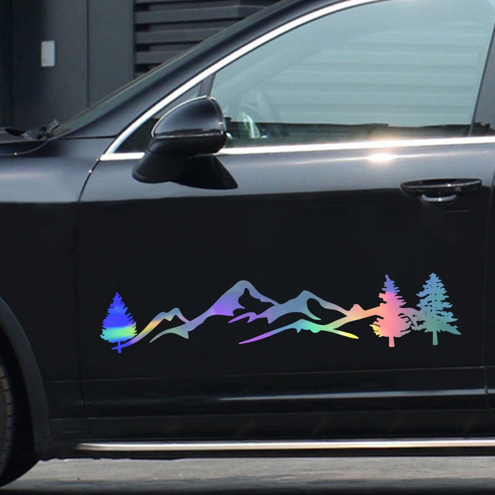 Автомобильная обесцвечивающая наклейка цветная обертка горная дерево лес