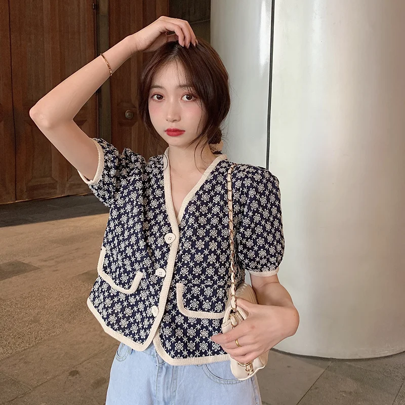 Женский винтажный кардиган с тремя пуговицами и V образным вырезом|Футболки| |