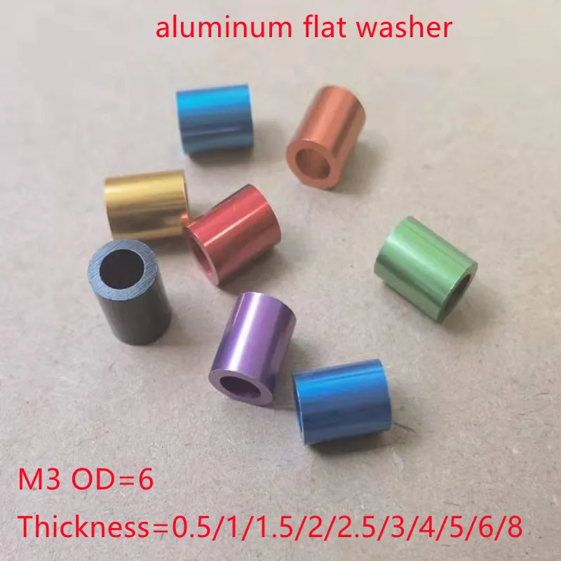 

20 шт./лот м3 алюминиевая шайба толщиной от 0,5 мм до 10 мм М3 красочные анодированные алюминиевые плоские шайбы прокладка