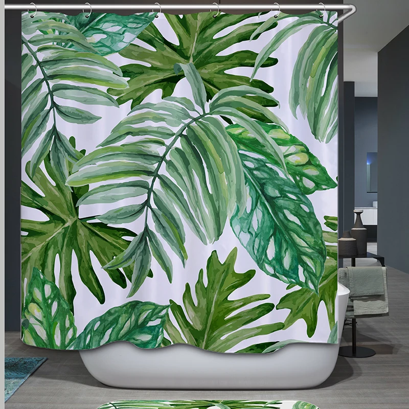 

tropical leaf shower curtain green curtain bathroom new arrival bath curtain shower