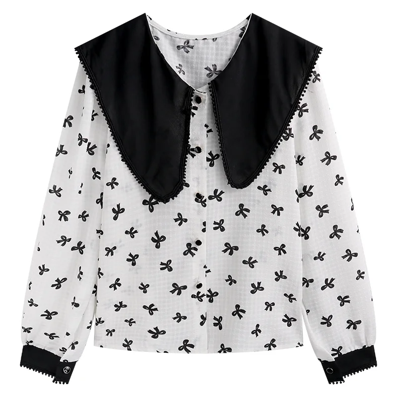 Детская рубашка с воротником женская французским дизайном на весну и осень