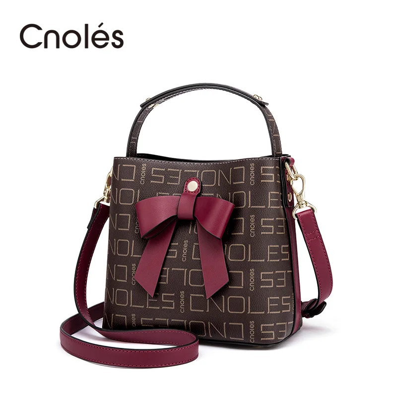 

Cnoles Brand Women PVC Leather Designer Handbags High Quality Shoulder Bags Ladies Handbags With Bow knot women cross bags