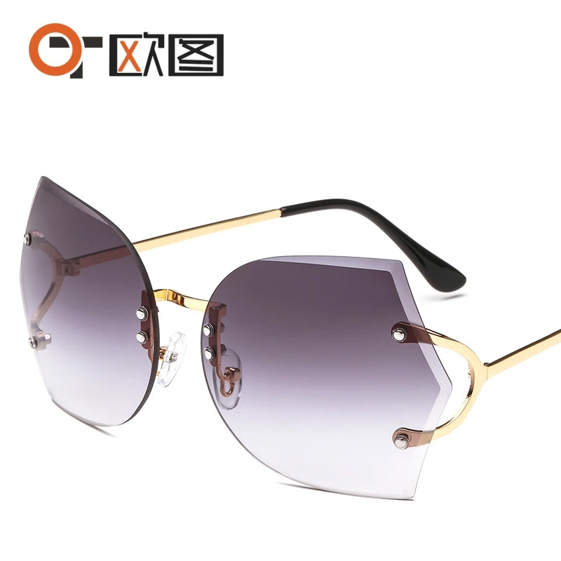 

New frameless cut edge women's Sunglasses ocean piece sunglasses Fashion Color glasses 1261
