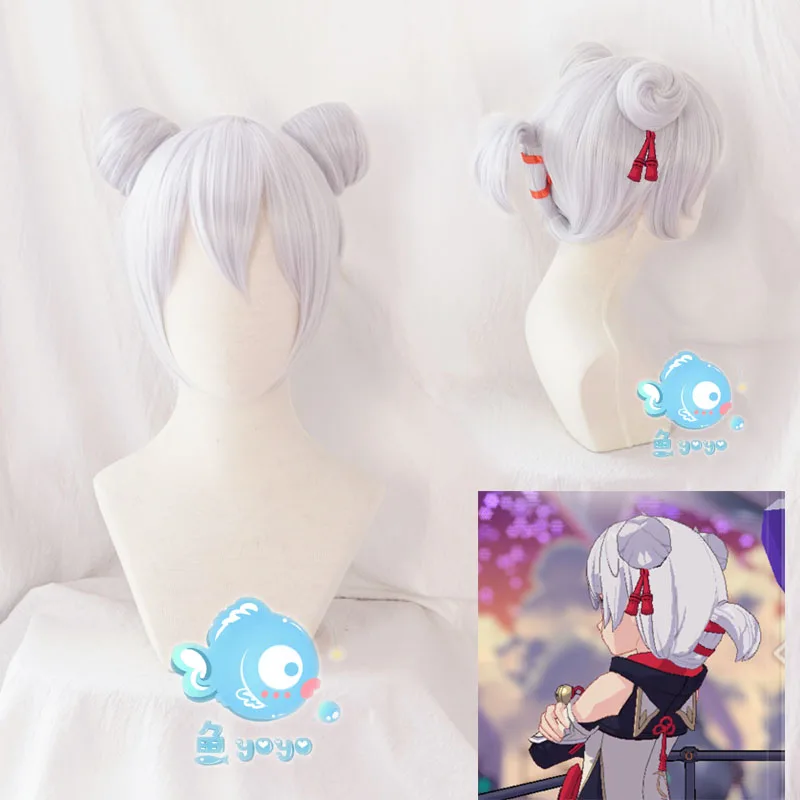 

Honkai Impact 3 Theresa Apocalypse Cosplay Sliver Buns Heat Resistant Synthetic Hair Halloween Party Role Play + Free Wig Cap