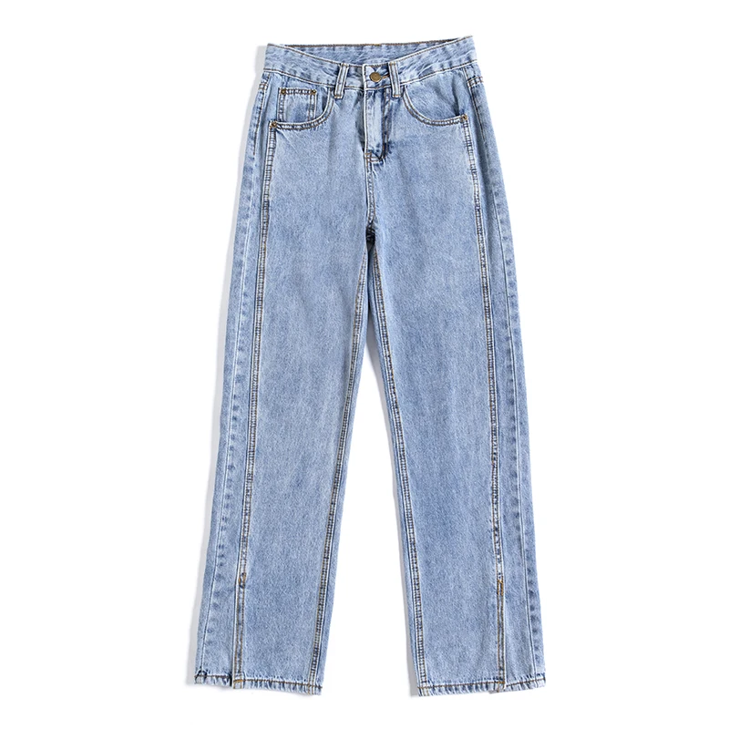 

New Solid Vintage High Waist Wide Leg Denim Trousers Simple All-Match Loose Fashion Harajuku Zaraing Traf Jeans Woman 2021 MYMR