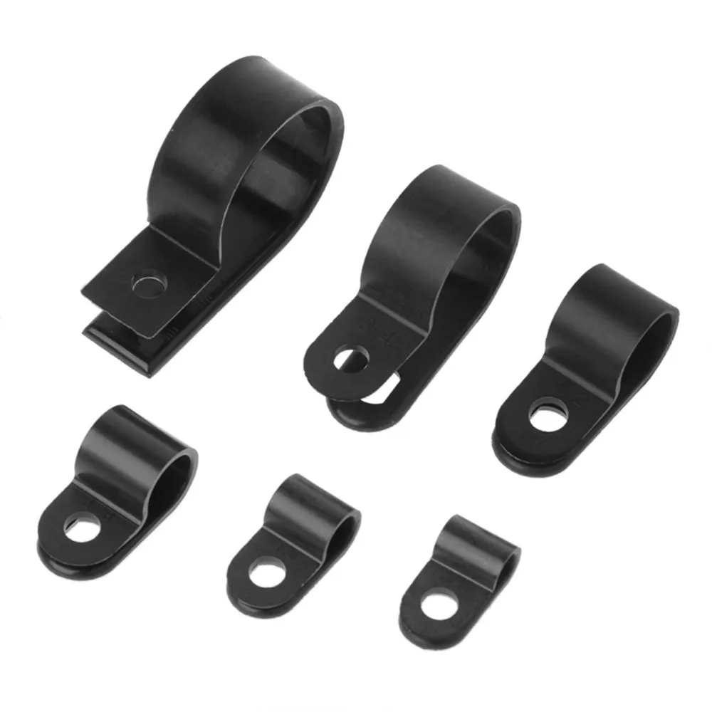 200pcs Nylon Wire Cable Clamp Car Audio Fastener Plastic Clips Hose Mount P Type Clamps Cord Clip Accessories | Обустройство дома