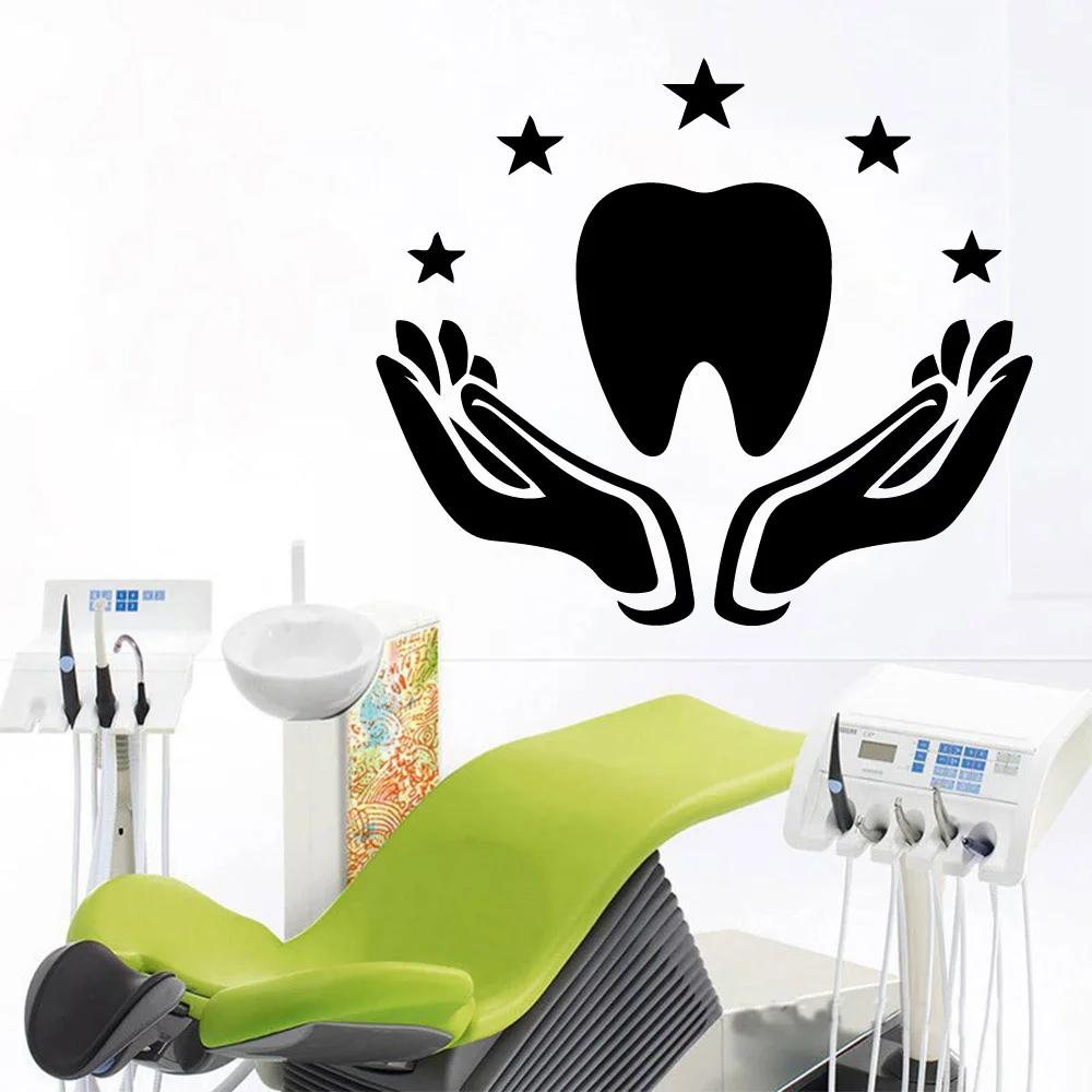 Настенная Наклейка с мультяшными зубами Настенный декор для стоматологической