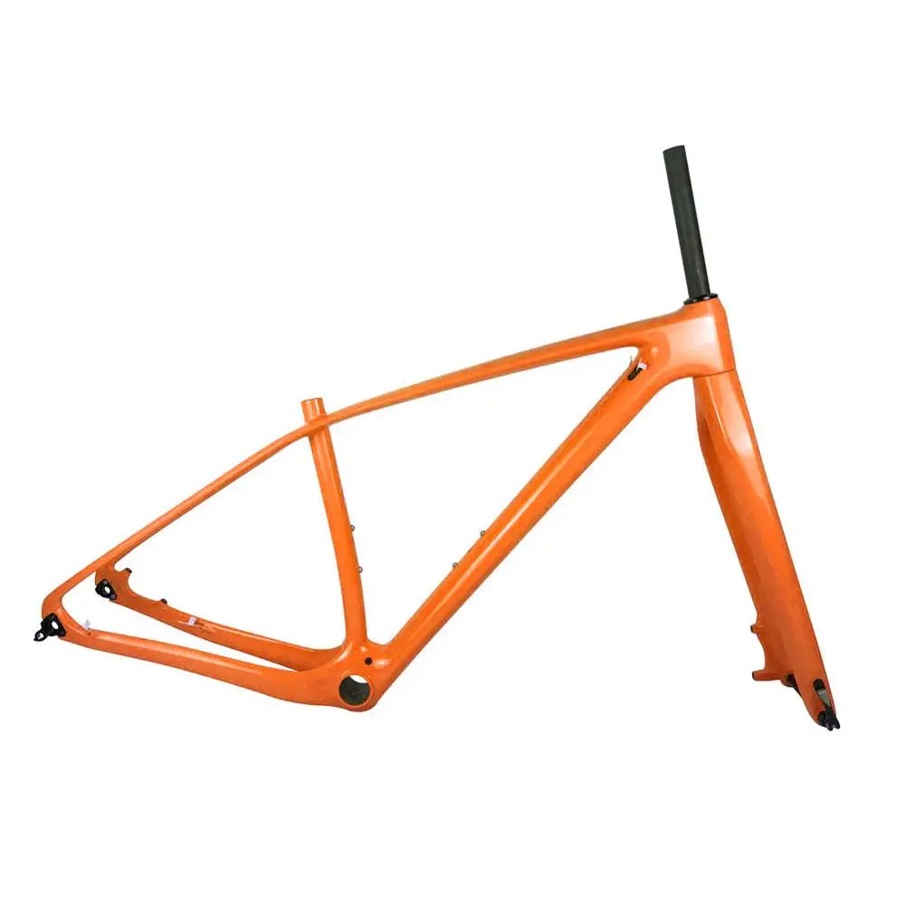 Spcycle 29er горный велосипед с полностью карбоновой рамой для горного велосипеда и жесткими вилками 29er MTB велосипедный карбоновый каркасный мост 142*12 мм и 100*15 мм - Цвет: Orange Color