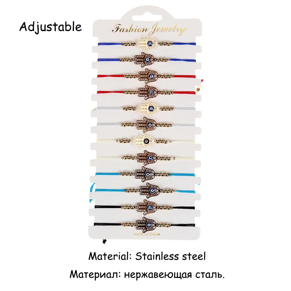 Золотой цвет нержавеющая сталь Ладонь Браслет 12 шт./лот в богемном стиле ручной