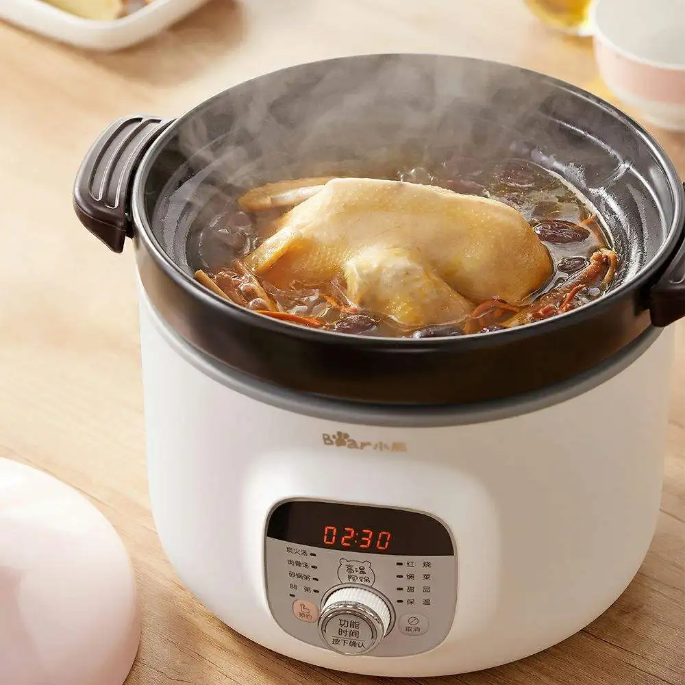 220v Electric Stewing Pot 2.8L Household Automatic Ceramic Slow Multi Machine Cooker Rice EU/AU/UK/US | Бытовая техника