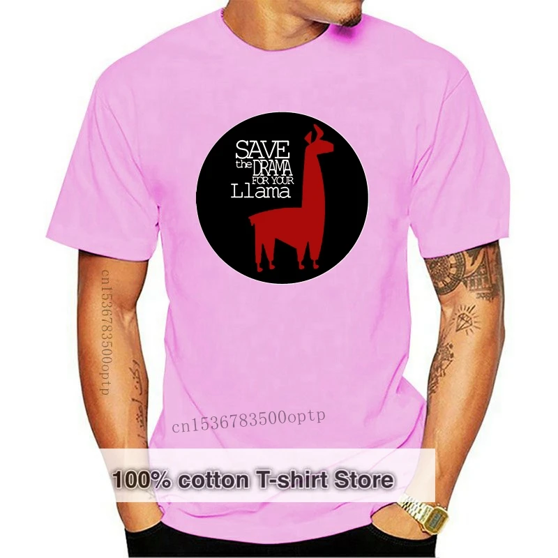 

Предварительно хлопковая футболка для мужчин с круглым вырезом, спасите драму для ваших ламы, Подарочные рубашки с коротким рукавом