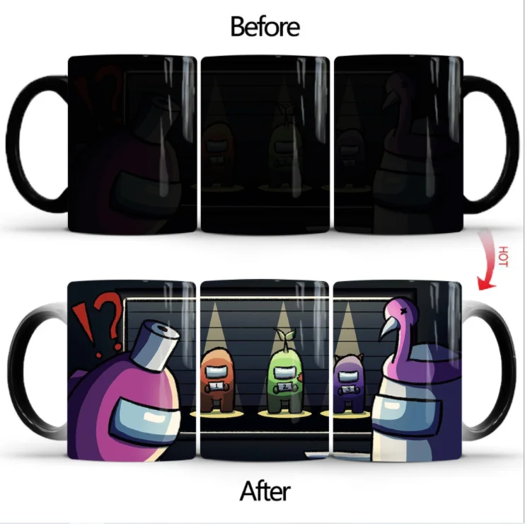 

New Among Us Color Changing Mug Ceramic Temperature Sensitive Breakfast Coffee Water Cup Game Children Kid Birthday Gifts