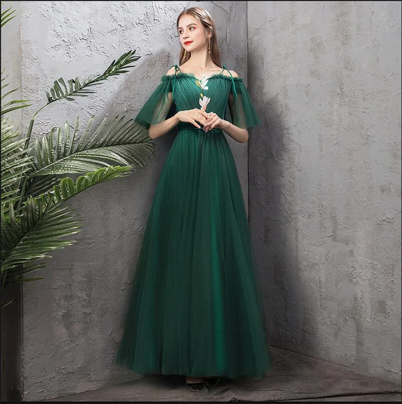Длинное зеленое платье подружки невесты на заказ для выпускного вечера и свадьбы