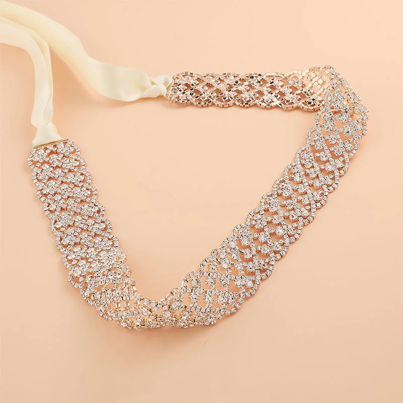 Стразы Сатиновые пояса цвета розового золота свадебные аксессуары украшение для