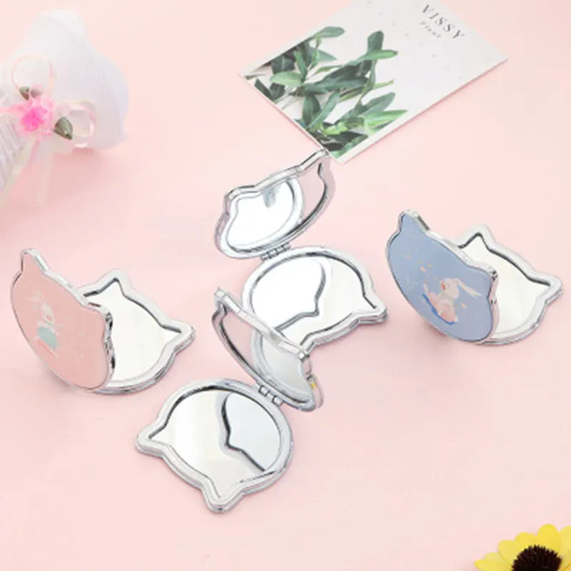 Мини зеркало карманное в форме кошки кролика косметические зеркала Портативное