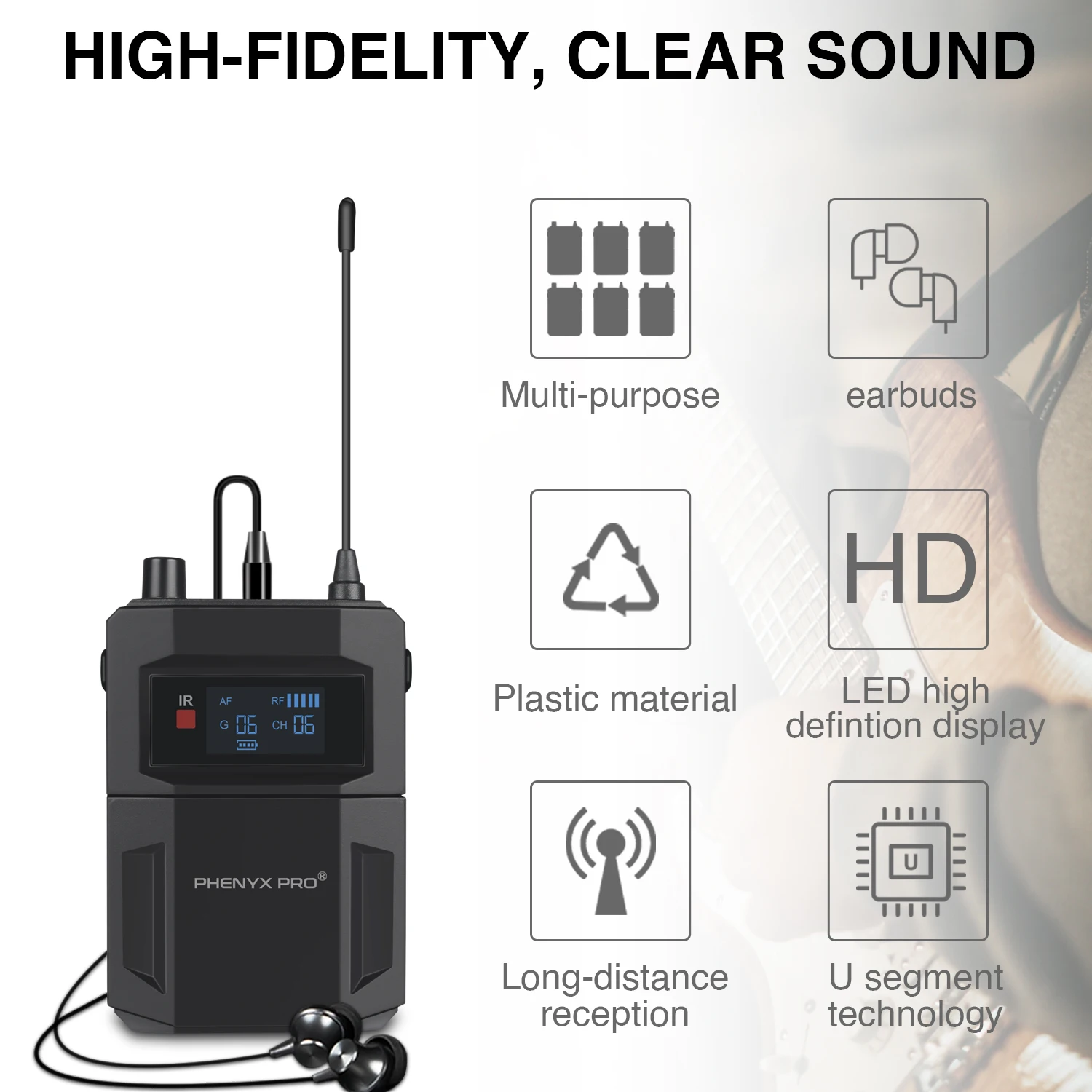 Phenyx Pro PTM-22 UHF Mono Dual Wireless Inear Monitor System с набором для крепления в стойке (500 МГц)