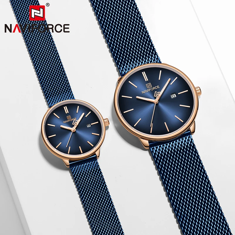 Парные часы NAVIFORCE мужские простые Роскошные Кварцевые наручные женские для