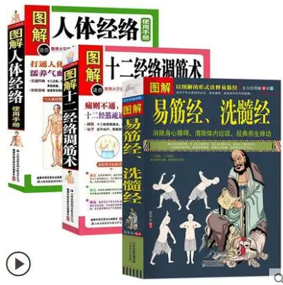 Illustrated Yijinjing pith washing meridian + twelve meridians tendon adjusting technique + Manual of human meridians Books