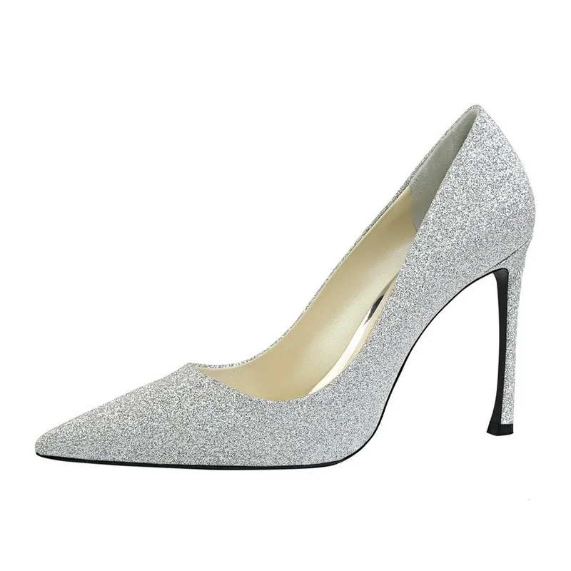 

Pointed Toe High Heeled Women Pumps New Fashion Sexy Bling Nightclub Comfortable Ladies Shoes Elegant Wedding Stiletto Shoes