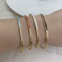 high quality zircon crystal drip oil cuff bracelet for women 2021 personalised open bangle jewelry