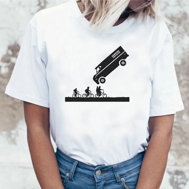 Странные вещи 3 забавная футболка для женщин 11 мультфильм печатных Летняя