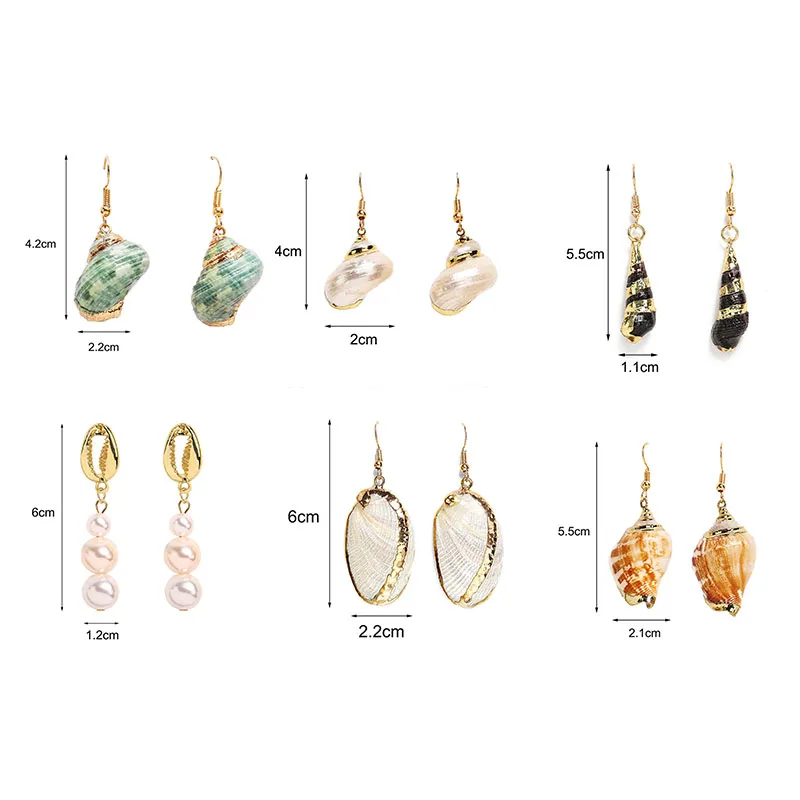 

1Pair Unique Classical Bohemia Colorful Shell Drop Earrings White Conch Long Dangle Earrings Jewelry Gift For Women