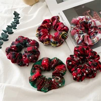 new christmas large intestine circle hair bands scrunchies women hair ties girls ponytail holder festival cloth hair accessories