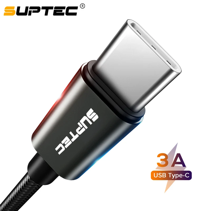 

SUPTEC USB Type C Cable 3A Fast Charging Wire USB-C Data Cable Quick Charge 3.0 Cord for Samsung S9 S8 Xiaomi mi9 Type-C Devices
