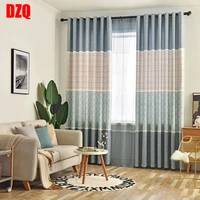 2021 new chinese style burlap printed fabric bedroom living and study room modern blackout curtain cloth finished curtains