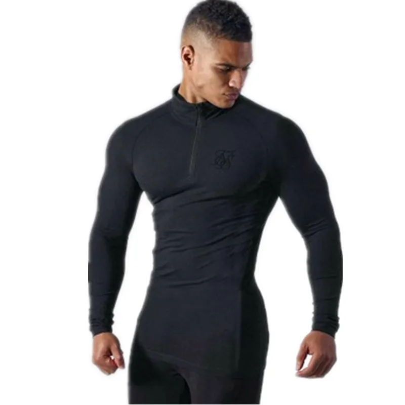 

Autumn Fitness Sports clothes Fashion Men's T Shirt Casual Patchwork Long sleeve T Shirt Mens Clothing Trend Casual Slim Fit Top