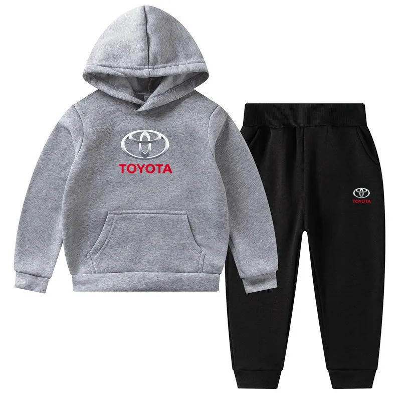 

TOYOTA 2021 new spring and autumn girl boy clothes suits printed hoodie + pants suit casual kids children's sportswear