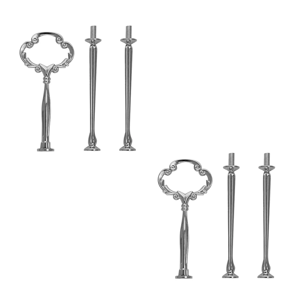 

1set 3 Tier Cake Plate Stand Heavy Metal Center Handle Fitting Hardware Rod