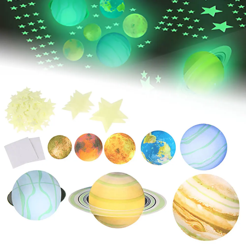 Светящиеся наклейки на стену в виде луны и звезд для детской спальни | Дом сад