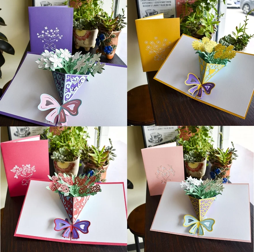 5 шт. цветок оригами для ручной работы 3D Pop UP поздравительная открытка приглашение