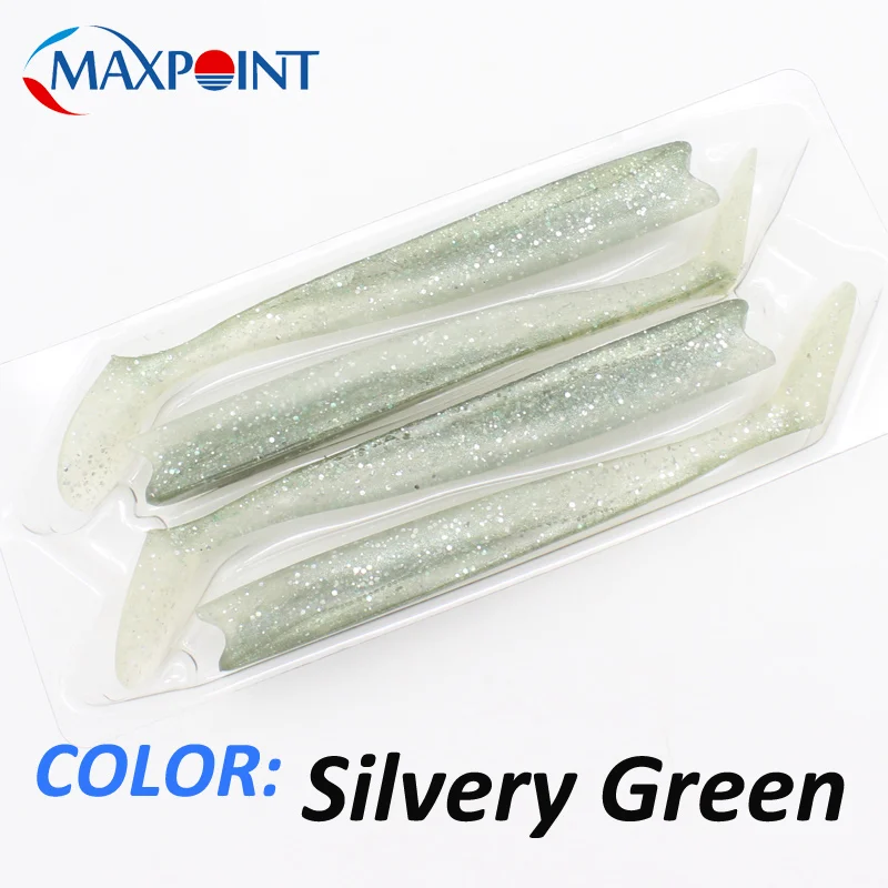 110 Silvery Green Maxpoint 11 см/4,3 дюймов Мягкая приманка на гибкой виниле Swimbait SAYORI Shad хвост приманки 4 шт./pk мягкие рыболовные приманки наконечник Eel Shad - Цвет: 110 Silvery Green