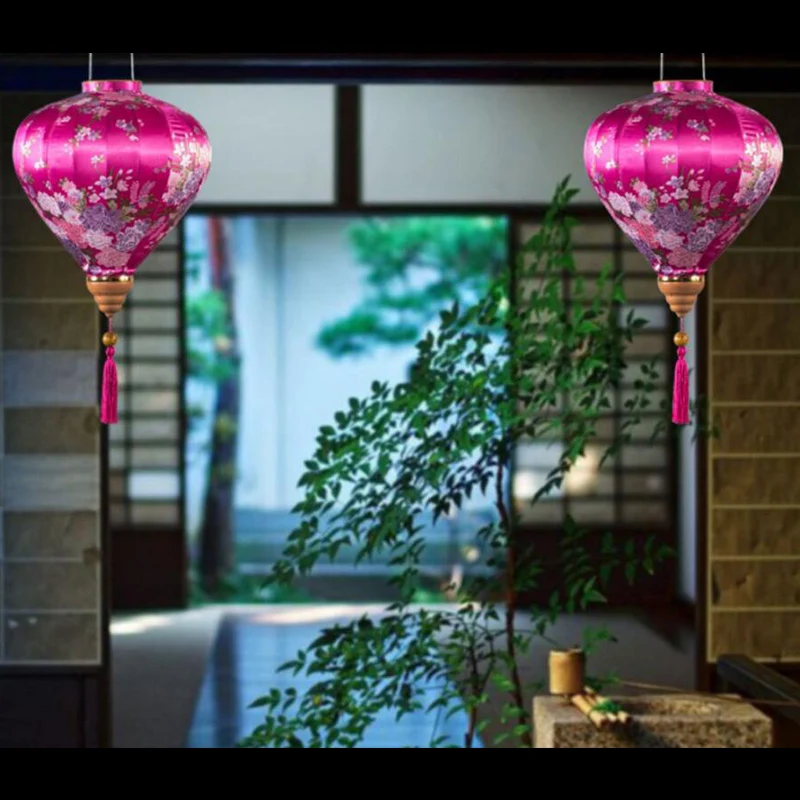 lanterna retrô vintage de seda do lanterna japonesa com padrão floral para ano festa decoração de peça