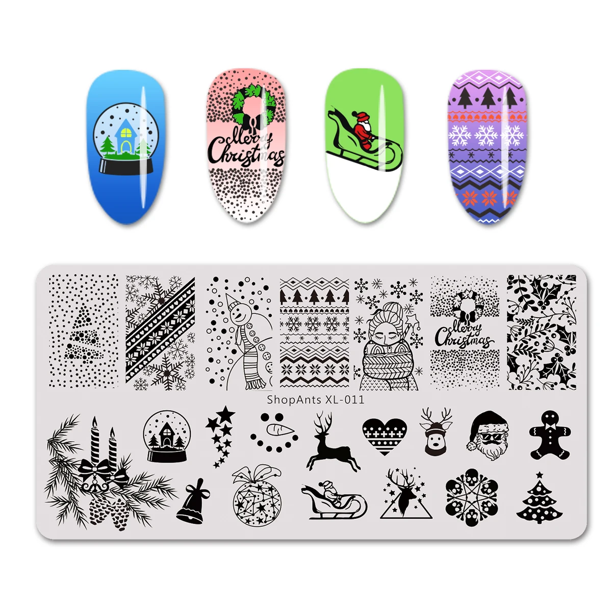 Пластина для стемпинга нейл арта Рождественская елка снежинка звезды