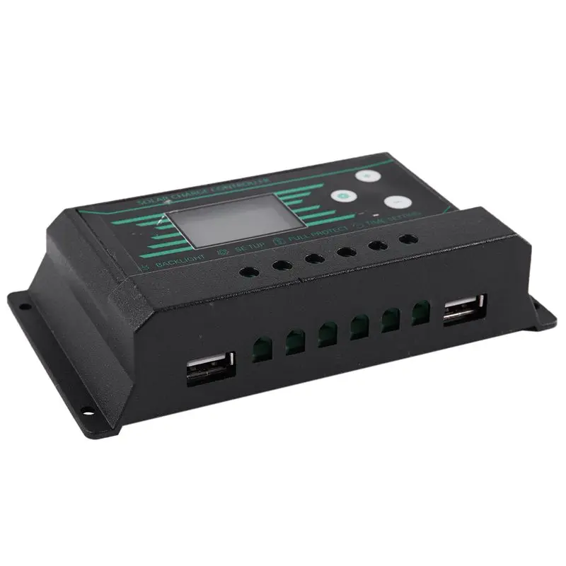 30A Контроллер заряда Pwm 12V 24V Авто с ЖК-дисплеем задний светильник 5V двойной Usb 30 Amp