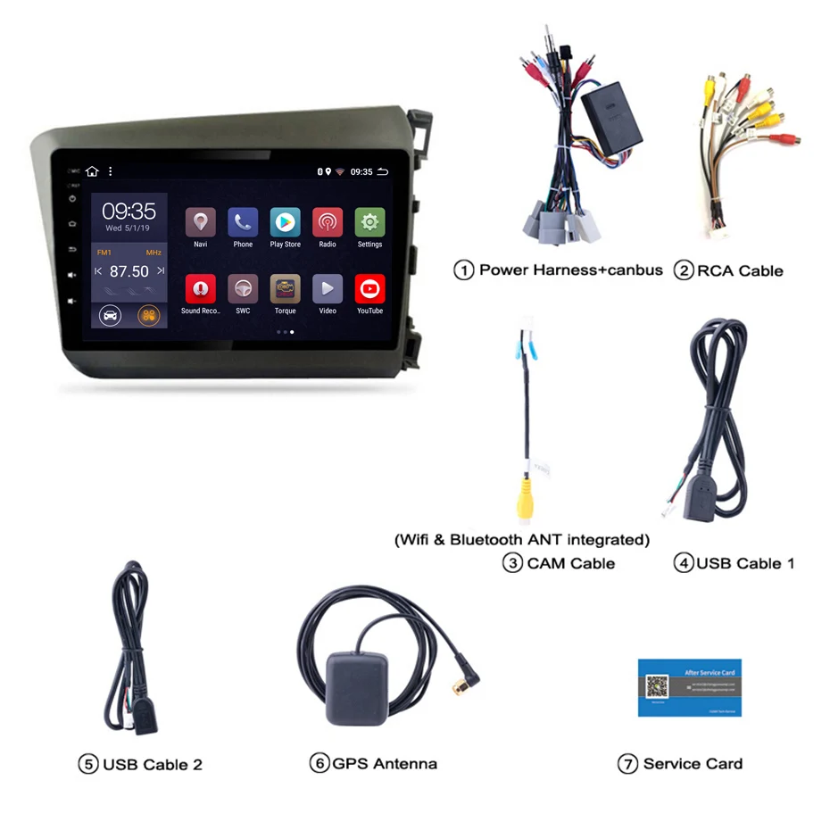 9 дюймовый 2.5D IPS HD мультисенсорный экран Android 2012 2 Гб ОЗУ 32 ПЗУ NAVI с Bluetooth USB WIFI SWC для