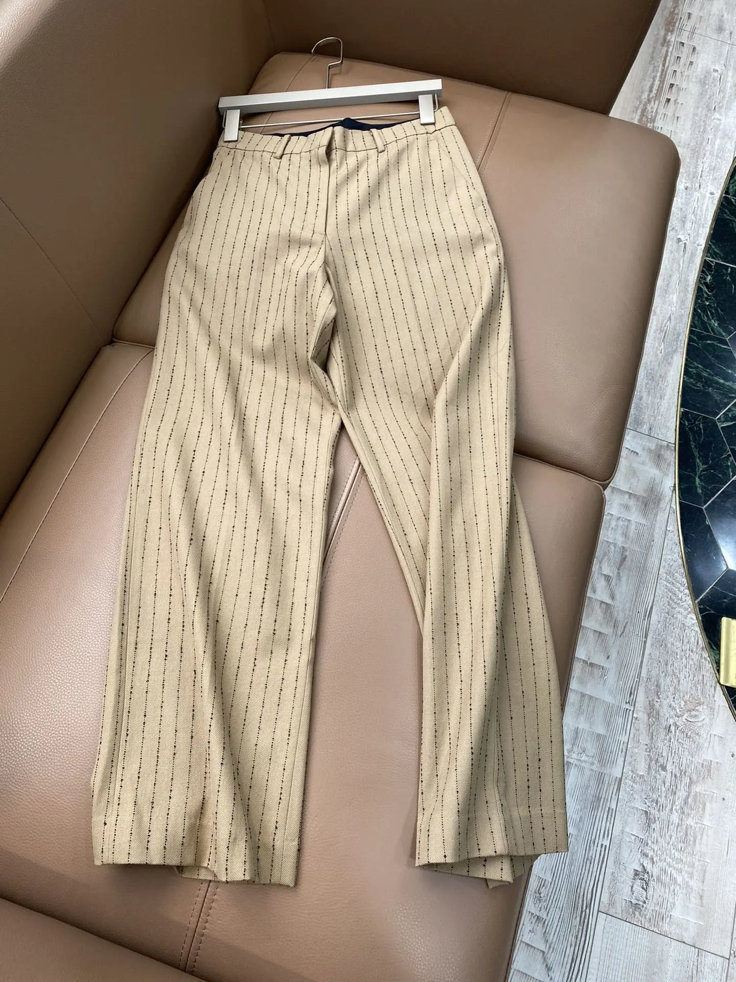 

Ladies Fashion 2021 Loose Casual Striped Wool Straight Pants 1110