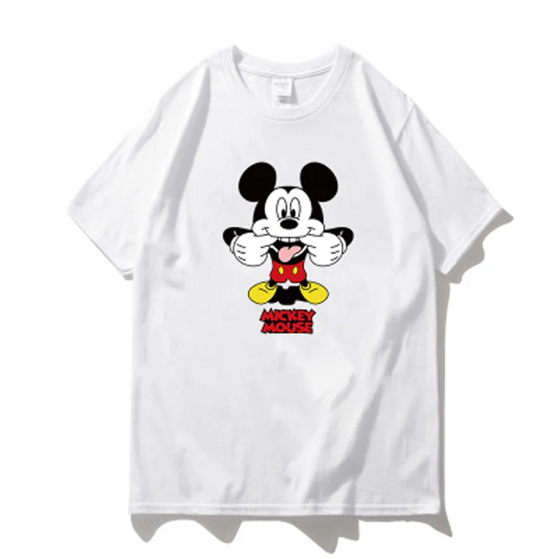 

Disney T-shirt Printing Women Cartoon Mickey Minnie Mouse Women Short Summer Regular Shirt White Tops Tee Shirt 2021 Loose Femme