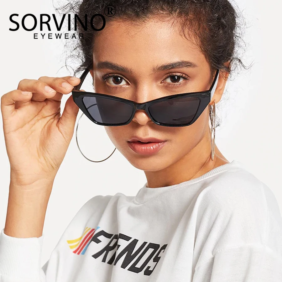 Женские винтажные очки кошачий глаз SORVINO маленькие солнцезащитные с красными