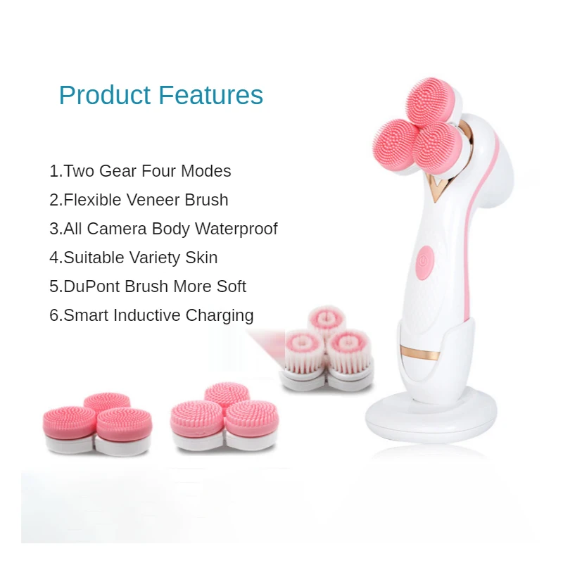 

Electric Facial Cleansing Brush Silicone Rotating Face Deep Cleaning Skin Peeling Massager Cleanser Exfoliation 3 in 1