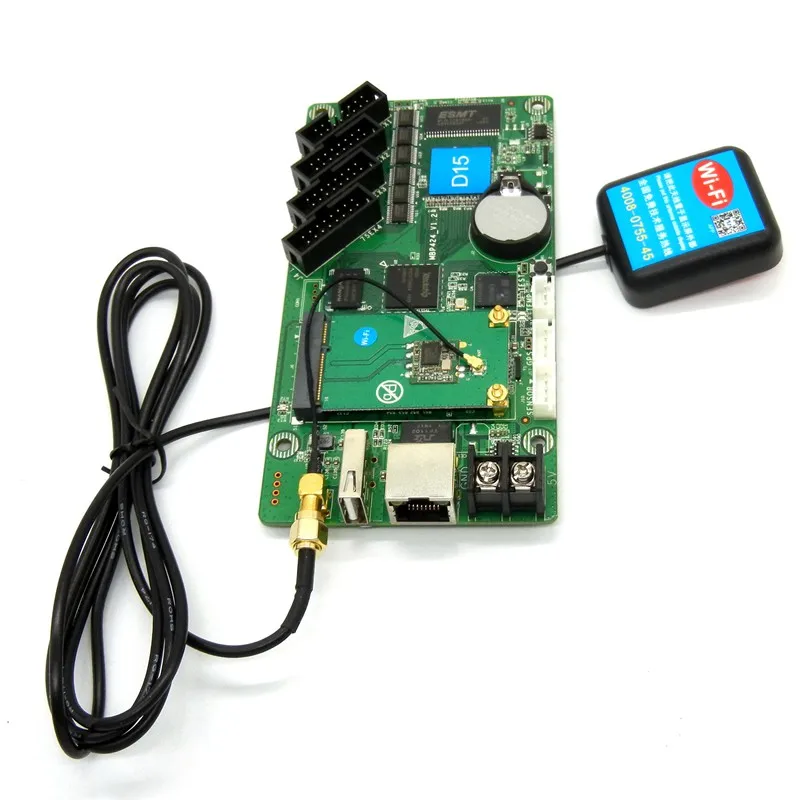 HD-D15-F, wifi, асинхронный, полноцветный светодиодный, контрольная карта, видео, USB, светодиодный дисплей, контроллер 640*64 пикселей, 4* hub75E порта