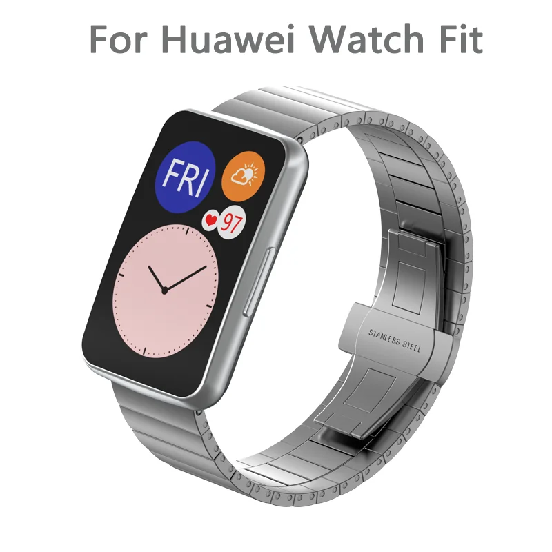

Strap For Huawei Watch Fit Metal Stainless Steel Classic Watch Band Bracelet For Huawei Watch Fit Smart Watch WristBand