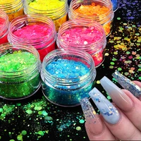 12pcs sparkly mixed size chameleon chunky glitter flakes for design nails decorations mermaid hexagon sequins nail art supplies
