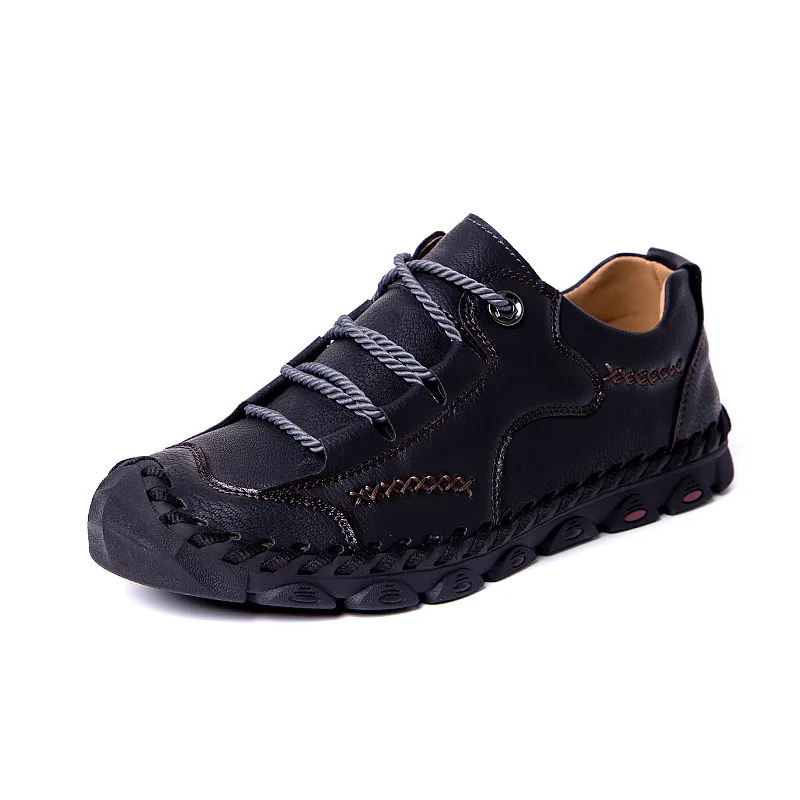 

2021 Summer Men's Casual Shoes Leather Breathable Soft Handmade Loafers Outdoor Ventilation Men Rome Shoes Flat Men Sneakers